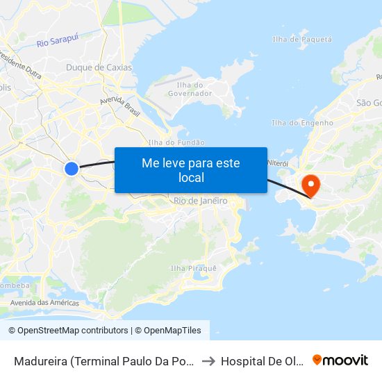 Madureira (Terminal Paulo Da Portela) to Hospital De Olhos map