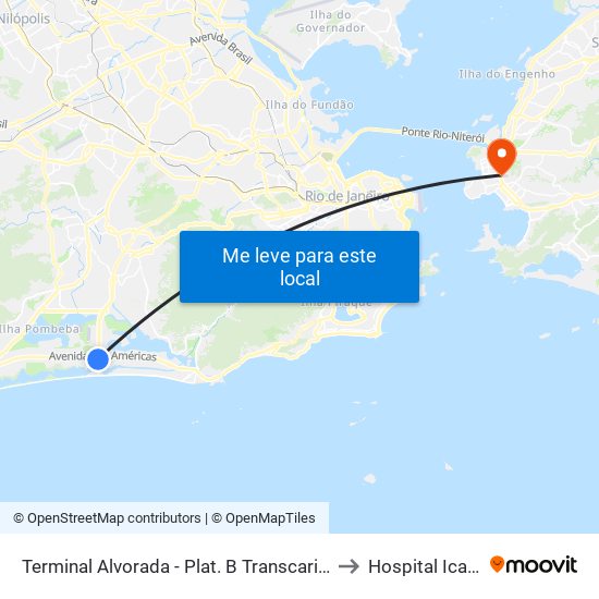 Terminal Alvorada - Plat. B Transcarioca to Hospital Icaraí map