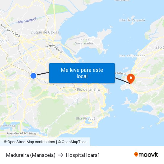 Madureira (Manaceia) to Hospital Icaraí map