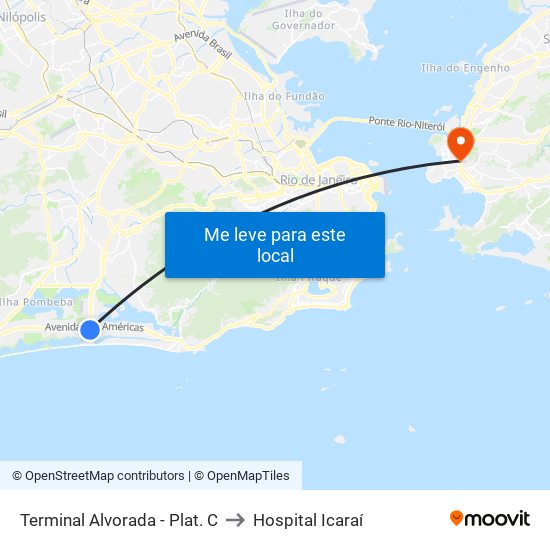 Terminal Alvorada - Plat. C to Hospital Icaraí map