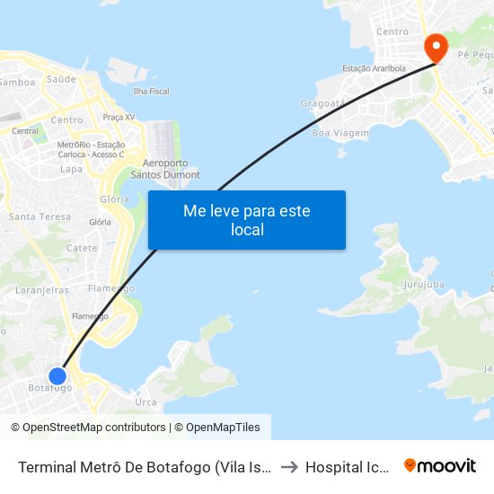Terminal Metrô De Botafogo (Vila Isabel) to Hospital Icaraí map