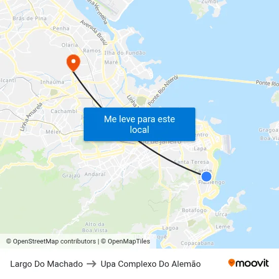 Largo Do Machado to Upa Complexo Do Alemão map