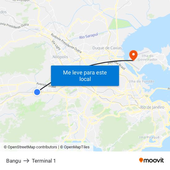 Bangu to Terminal 1 map