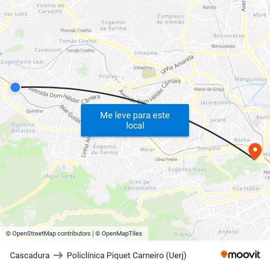 Cascadura to Policlínica Piquet Carneiro (Uerj) map