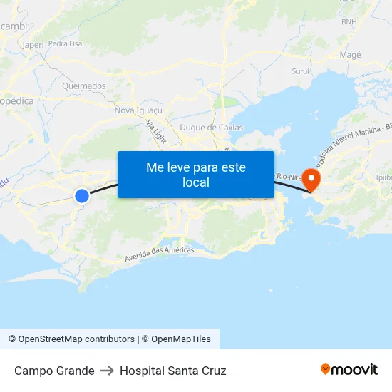 Campo Grande to Hospital Santa Cruz map