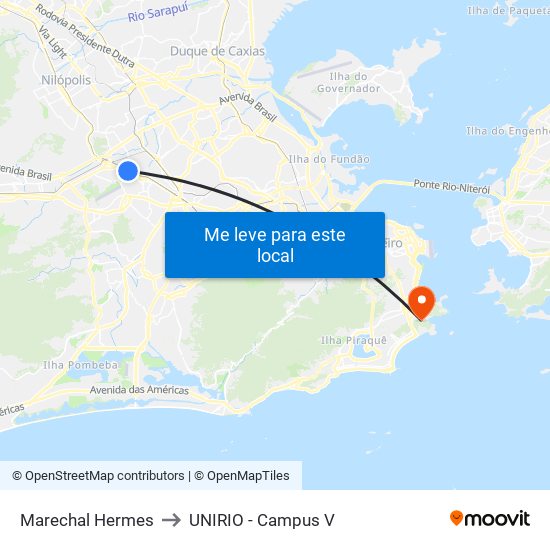 Marechal Hermes to UNIRIO - Campus V map