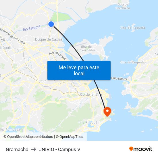 Gramacho to UNIRIO - Campus V map