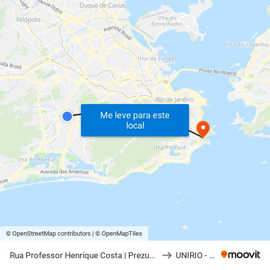 Rua Professor Henrique Costa | Prezunic Pechincha (Sentido Mirataia) to UNIRIO - Campus V map