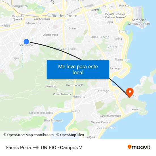 Saens Peña to UNIRIO - Campus V map