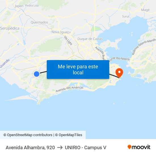 Avenida Alhambra, 920 to UNIRIO - Campus V map