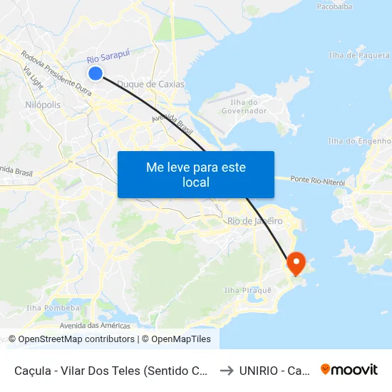 Caçula - Vilar Dos Teles (Sentido Coelho Da Rocha) to UNIRIO - Campus V map