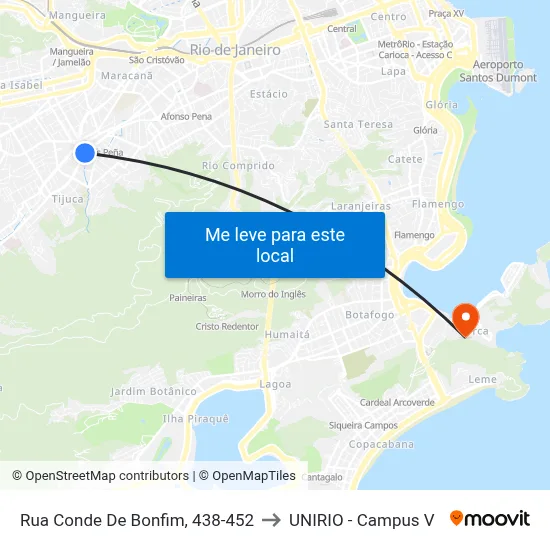 Rua Conde De Bonfim, 438-452 to UNIRIO - Campus V map