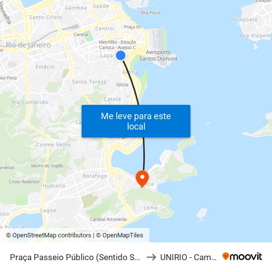 Praça Passeio Público (Sentido Santa Luzia) to UNIRIO - Campus V map
