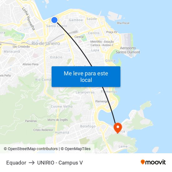 Equador to UNIRIO - Campus V map