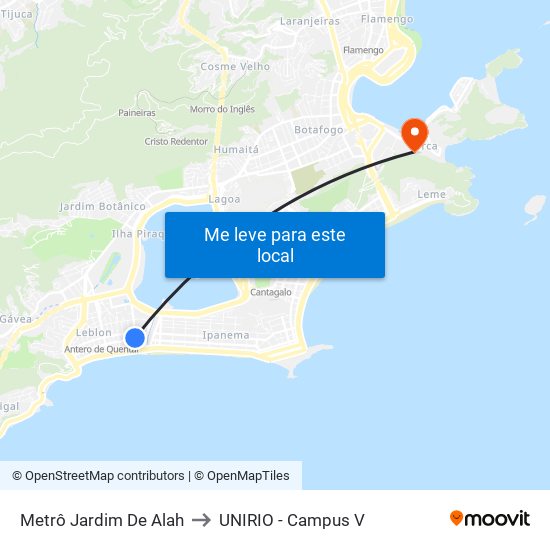 Metrô Jardim De Alah to UNIRIO - Campus V map