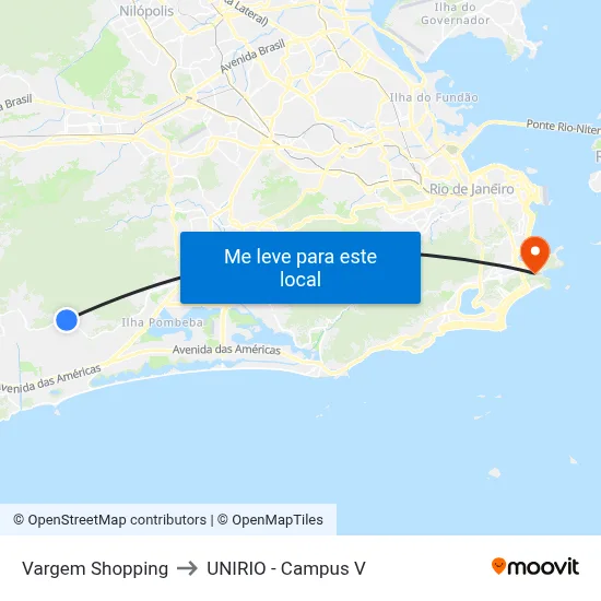 Vargem Shopping to UNIRIO - Campus V map