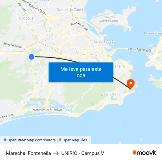 Marechal Fontenelle to UNIRIO - Campus V map