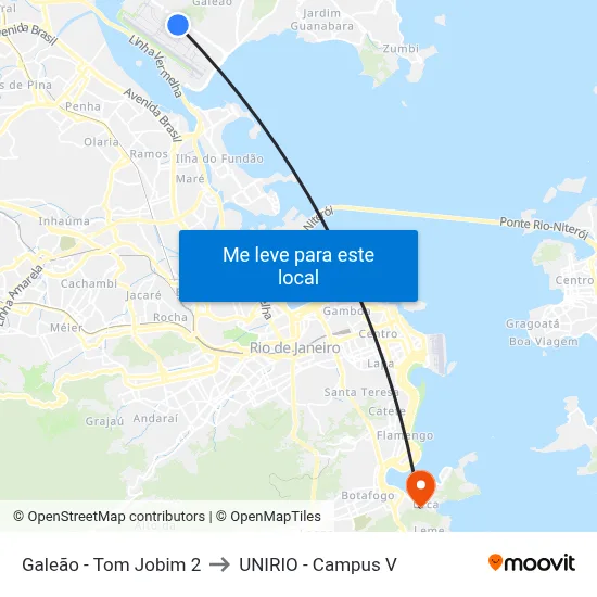 Galeão - Tom Jobim 2 to UNIRIO - Campus V map