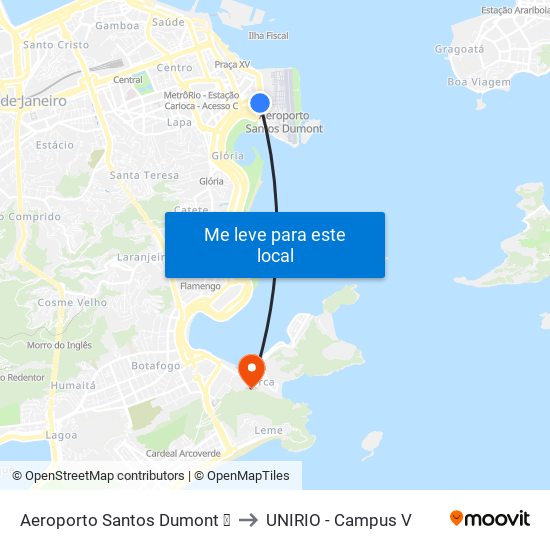 Aeroporto Santos Dumont ✈ to UNIRIO - Campus V map