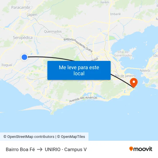 Bairro Boa Fé to UNIRIO - Campus V map