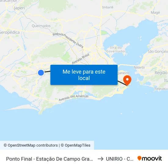 Ponto Final - Estação De Campo Grande (731, 790 E Sv790) to UNIRIO - Campus V map