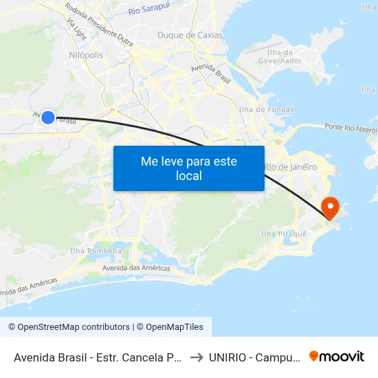 Avenida Brasil - Estr. Cancela Preta to UNIRIO - Campus V map