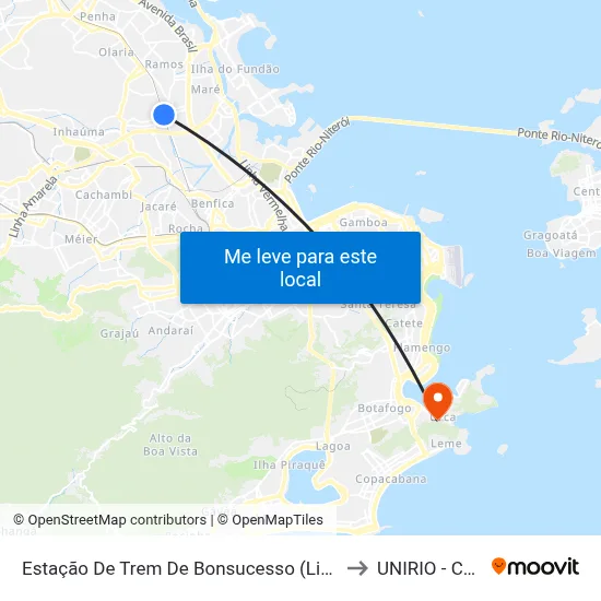 Estação De Trem De Bonsucesso (Linhas Sentido Uranos) to UNIRIO - Campus V map