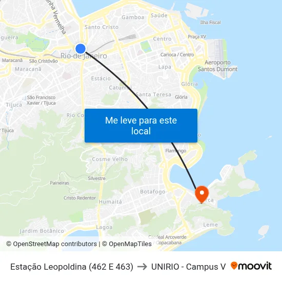 Estação Leopoldina (462 E 463) to UNIRIO - Campus V map