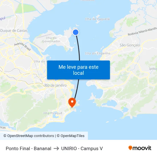 Ponto Final - Bananal to UNIRIO - Campus V map