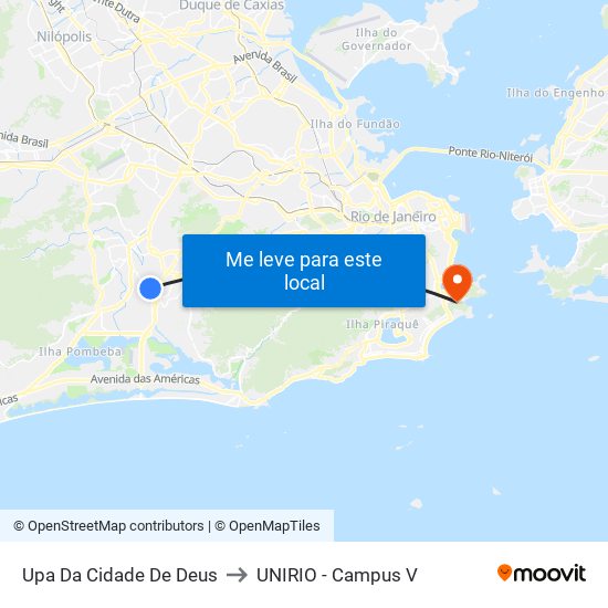 Upa Da Cidade De Deus to UNIRIO - Campus V map