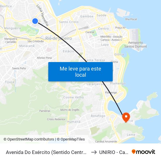 Avenida Do Exército (Sentido Centro / São Cristóvão) to UNIRIO - Campus V map