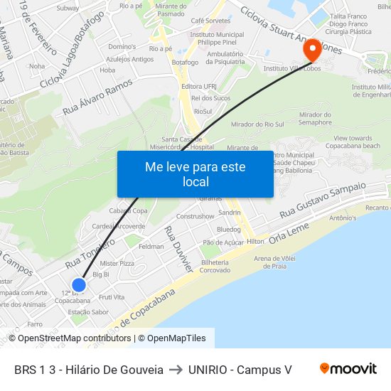 BRS 1 3 - Hilário De Gouveia to UNIRIO - Campus V map