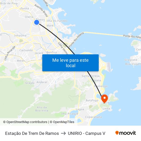 Estação De Trem De Ramos to UNIRIO - Campus V map