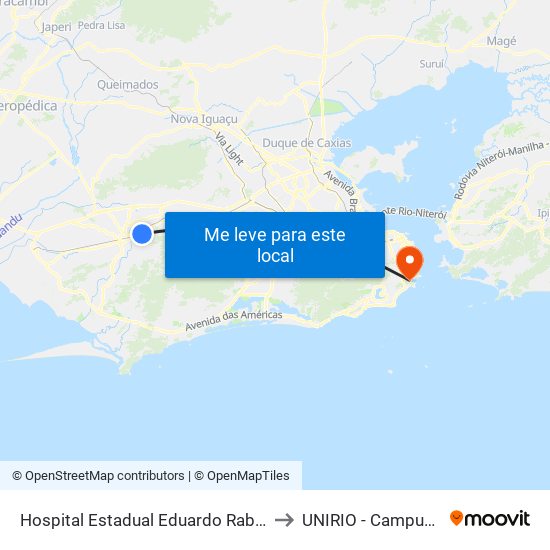 Hospital Estadual Eduardo Rabelo to UNIRIO - Campus V map