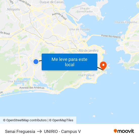 Senai Freguesia to UNIRIO - Campus V map