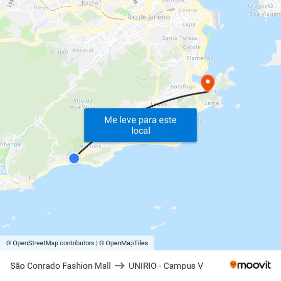 São Conrado Fashion Mall to UNIRIO - Campus V map