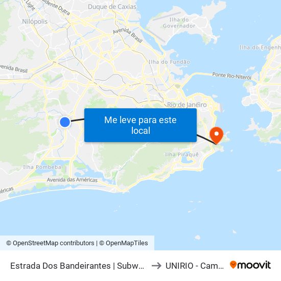 Estrada Dos Bandeirantes | Subway Taquara to UNIRIO - Campus V map