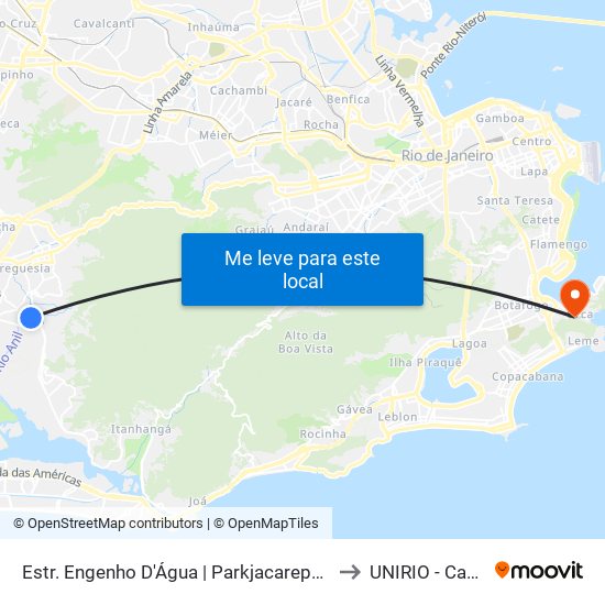 Estr. Engenho D'Água | Parkjacarepaguá (Acesso 2) to UNIRIO - Campus V map