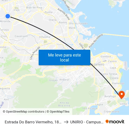 Estrada Do Barro Vermelho, 1835 to UNIRIO - Campus V map