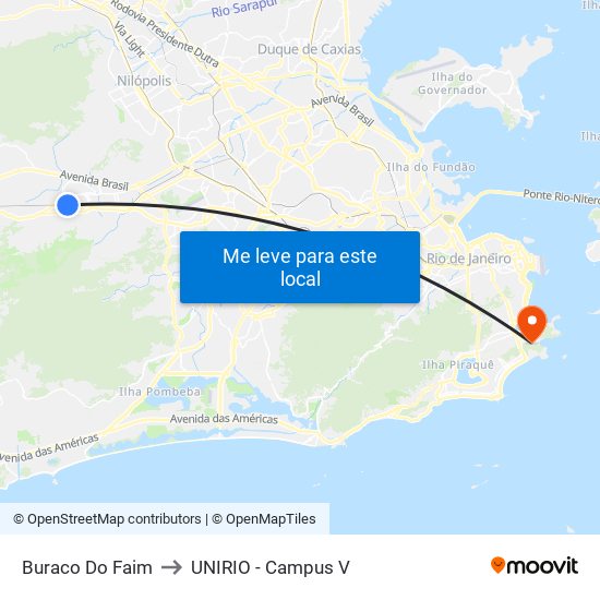Buraco Do Faim to UNIRIO - Campus V map