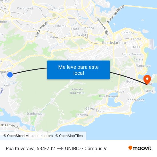 Rua Ituverava, 634-702 to UNIRIO - Campus V map