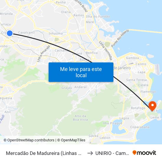 Mercadão De Madureira (Linhas Municipais) to UNIRIO - Campus V map