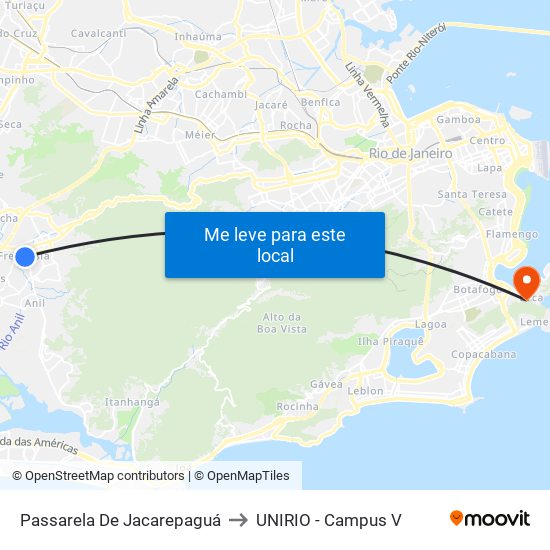 Passarela De Jacarepaguá to UNIRIO - Campus V map