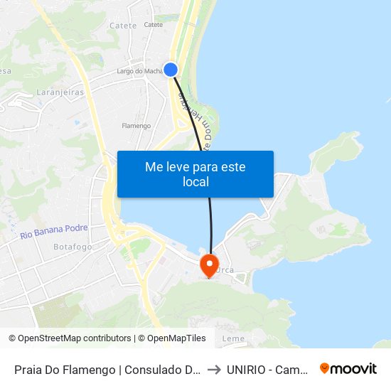 Praia Do Flamengo | Consulado Do Japão to UNIRIO - Campus V map