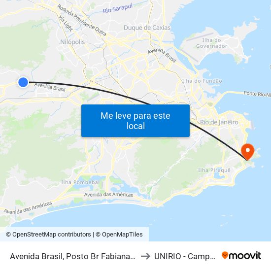 Avenida Brasil, Posto Br Fabiana Oeste to UNIRIO - Campus V map