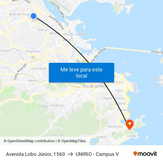 Avenida Lobo Júnior, 1560 to UNIRIO - Campus V map