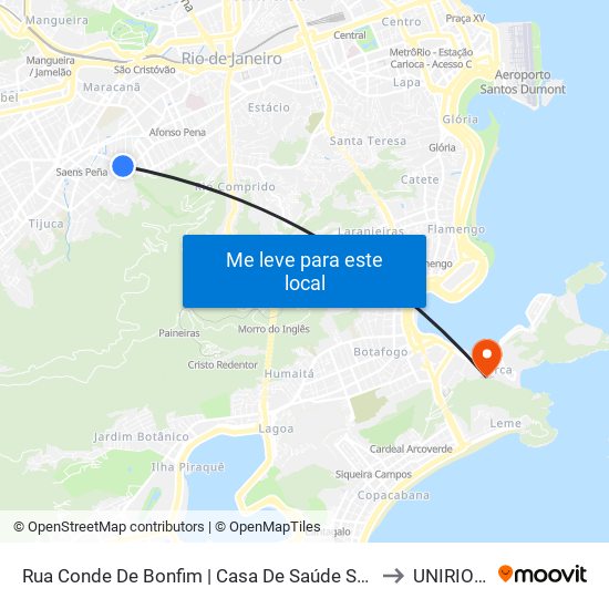 Rua Conde De Bonfim | Casa De Saúde Santa Therezinha (Tijucor) / Hosp. Pan Americano to UNIRIO - Campus V map
