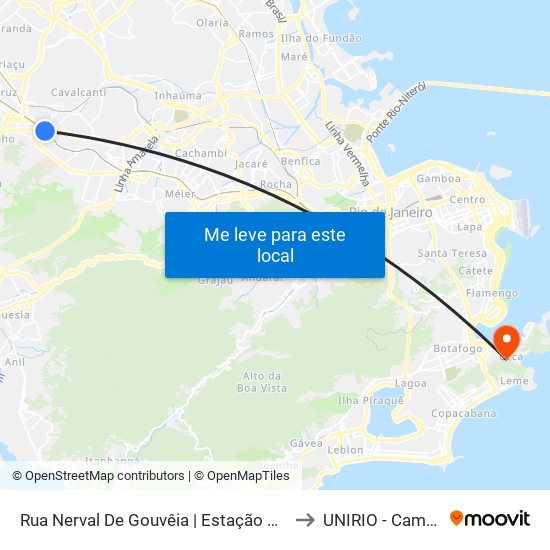 Rua Nerval De Gouvêia | Estação Cascadura to UNIRIO - Campus V map