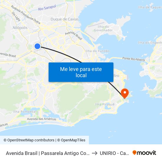 Avenida Brasil | Passarela Antigo Costazul Guadalupe to UNIRIO - Campus V map