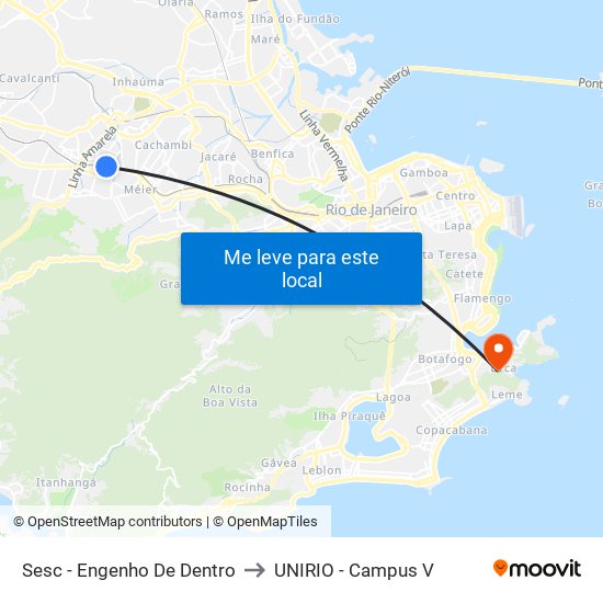 Sesc - Engenho De Dentro to UNIRIO - Campus V map
